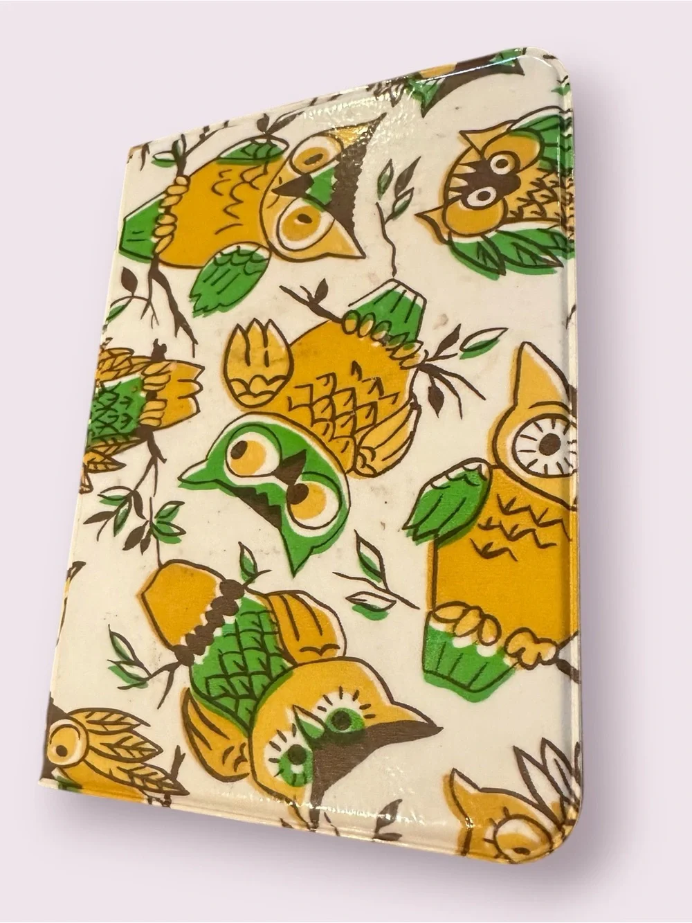 Vintage Set of Two Small Notebook Pads w/Cover Pink Butterfly & Yellow Owl Print